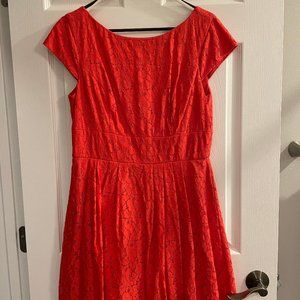 Coral Lace Dressbarn Fit and Flare Dress Sz 12